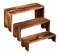 Lote de 3 soportes de exhibición rectangulares de madera de pino apilables para tartas, estantes decorativos para flores, postres, magdalenas, muñecas