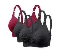 Lote de 3 soportes para garganta con marco para mujer, sexy, sujetador para mujer, de colores puros, lencería francesa Bralette casual a la moda clásica de base sujetador, Z*Red, L