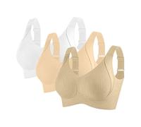 Lote de 3 soportes para la garganta para entrenamiento sin espalda y sujetador de apoyo Elegance Push-Up de gran tamaño, sujetador sexy elástico para todos los días, lencería transpirable, clásica