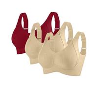 Lote de 3 soportes para la garganta para entrenamiento sin espalda y sujetador de apoyo Elegance Push-Up de gran tamaño, sujetador sexy elástico para todos los días, lencería transpirable, clásica