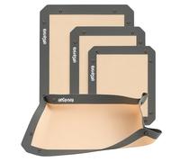 Lote de 3 Tapetes de Silicona para Hornear Antiderrames - Airfryer y Horno, Resistentes, Lavables - Antiadherentes, con bordes Extraíbles y Cierres - Reutilizables - 3 Tamaños XL, M y S