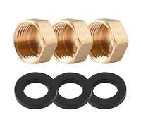 Lote de 3 tapones de blindaje de latón de 1/2 pulgadas con rosca hembra hexagonal con junta, para fontanería, lavadora y grifo de radiador