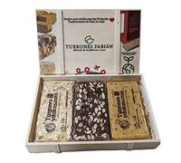 Lote de 3 Turrones Artesanos en Caja de Madera (Jijona, Alicante y Chocolate con Almendras) 3x300g (900g total)
