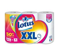 Lote de 3 unidades *** LOTUS Papel higiénico blanco aquatube XXL 2 grosores = 9 estándares 6 rollos XXL *** Entrega rápida y ordenada a domicilio ***