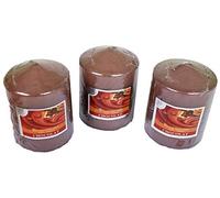 Lote de 3 velas votivas decorativas perfumadas, antitabaco, velas para la decoración del interior de tu casa y para crear un ambiente. Marrón, Parfun Chocolate 7,5 x 10 cm Duración 40 h