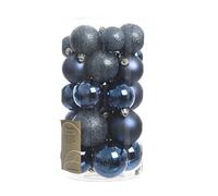 Lote de 30 bolas de Navidad de color azul noche, de diferentes diseños, para decorar el árbol de Navidad