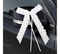 Lote de 30 lazos para antena de coche, color blanco con corazones, para decoración de bodas, bodas, fiestas, cumpleaños