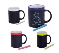 Lote de 30 Tazas Pizarra Cerámica Ideales para Desayuno, en Caja de Regalo. Tazas Infantiles para Colorear