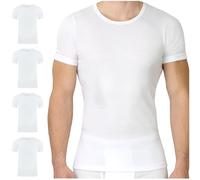Lote de 4 camisetas interiores para hombre SES con manga corta, acanaladas, hechas de 100% algodón, blanco, 3XL