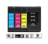 Lote de 4 cartuchos de tinta compatibles 950XL y 951XL para impresoras HP OfficeJet Pro 8100 y 8600.