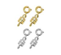 Lote de 4 cierres magnéticos para joyas, collares, joyas, pulseras, bricolaje (oro, plata)