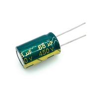 Lote de 4 condensadores electrolíticos de aluminio de alta frecuencia, 68 µF, 450 V, baja ESR/impedancia, 16 x 25 mm, tolerancia ±20% - Esenciales for CI
