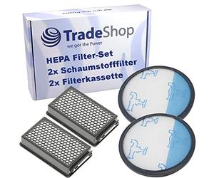 Lote de 4 filtros para aspiradora Trade-Shop, compatible con Rowenta RH8021WB, RH8037WA, RH8055WA y RH8133WA: filtro HEPA de salida de aire y filtro premotor