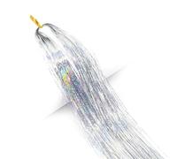 Lote de 4 hilos brillantes con purpurina para el cabello, oropel dorado de seda, extensiones de cabello con purpurina, accesorios para tocados de mujer.