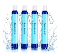 Lote de 4 pajitas filtrantes supervivencia, filtro de agua portátil 0,1 micras elimina el 99,99% bacterias, purificador de agua ultraligero para senderismo, acampada, filtro de agua, botella filtrante
