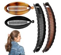 Lote de 4 Pinza Banana para el Pelo, Banana Clip Pelo Grueso Antideslizante, Pinzas de Pelo Grandes para Cabello Largo o Rizado, Con Clip Cola de Pescado