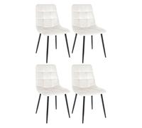Lote de 4 sillas de comedor tilde terciopelo blanco crema 55x45x84 cm
