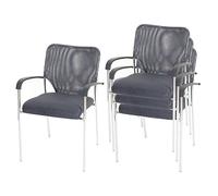 Lote de 4 sillas de conferencia/Visitor Tulsa, apilable, tejido - Asiento gris, respaldo gris