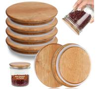 Lote de 4 tapas Apté à Le Parfait Madera 100 mm con junta de goma tarros tapa acacia para tarros Le Parfait Terrine 500 750 1000 ml Super Jar 3L Familia Wiss Terrine 350 500 750 1000 ml