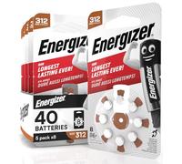 Lote de 40 pilas auditivas energéticas para audífonos para auriculares tamaño 312 marrón con tecnología PowerSeal - 5 paquetes de 8 pilas