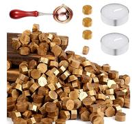 Lote de 400 perlas de cera para sellar doradas octagonales para embalaje de regalo, invitaciones de boda, sobres personalizados