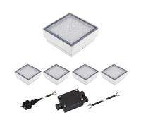 Lote de 5 adoquines LED CUS IP67 230V 15x15x4cm blanco cálido