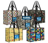 Lote de 5 bolsas de almacenamiento grandes para ropa y compras, 50 L, ultra resistentes, correas dobles asas y mochila sólidas. Deporte, compras, viajes, almacenamiento, camping, ropa @Claudi Home
