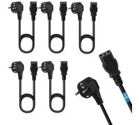 Lote de 5 Cables Cables de alimentación de 3 m para Dispositivos Enchufe CEE 7/7 Schuko a IEC 320 C13, para PC, Monitor, TV, Monitor de Ordenador, videoproyector, electrodomésticos