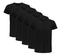 Lote de 5 Camisetas orgánicas para Hombre de Manga Corta | Camiseta 100% algodón issu de la Agricultura biológica | Pack de 5 Camisetas de Colores Disponibles: Blanco, Negro | Camiseta de Calidad