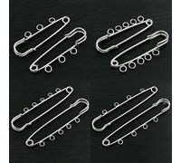 Lote de 5 imperdibles con base en para broches de 50/80/90 mm, 3/5 anillas, para bisutería, accesorios plateados de 80 mm con 5 anillas.