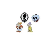 Lote de 5 pinos, color blanco, nieve, espejo, manzana envenenada, enano, Simplet, Happy - Pin de solapa con broche accesorio para ropa, 4 X 4.3 Centimètres, Esmalte