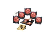 Lote de 5 sobres de jamón ibérico de cebo cortado a cuchillo, lomo ibérico de bellota 100% puro y regalo cuña de queso artesanal