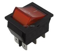 Lote de 50 interruptores basculantes KCD7-202N perforados 26 x 22 mm, 6 pines, ON-ON, for barco, con luz 220 V(Rot)