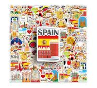 Lote de 50 pegatinas de España para viajes, pegatinas de vinilo impermeables, etiquetas adhesivas para álbumes de recortes, botella de agua, equipaje, skateboarding, guitarra, ordenador portátil