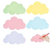 Lote de 50 piezas de tarjetas de moderación con forma de nube, 14x23 cm, tarjetas de presentación 5 colores multicolor, en blanco,Papel para álbumes de recortes con nubes