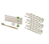 Lote de 50 Set dental que incluye cepillo de dientes y reloj de arena presentados en estuche de algodón. Ideal como regalo para niños, bodas, comuniones o regalo fiesta infantil