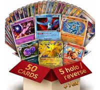 Lote de 51 Cartas Pokemon en Inglés - 1 Carta EX Ultra RARA Garantizada + 5 Holo y Reverse Holo + 45 Comunes e Infrecuentes - Cartas Originales de Sobres Oficiales en Inglés - Lote Aleatorio Regalo