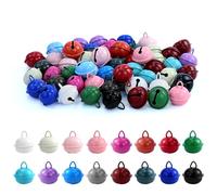Lote de 55 campanas de metal de colores con ojal, adornos pequeños campanas, cascabeles de metal, 22 mm, para manualidades, joyas, decoración de festival