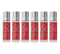 Lote de 6 almizcle Perfume RASHA Al Rehab 6 ml con notas frescas florales vainillas leñosas sin alcohol - Aceite aromático oriental para mujer y hombre