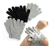 Lote de 6 guantes exfoliantes para el cuerpo y la cara, guantes exfoliantes para mujer, para ducha, spa y masajes, color gris, negro