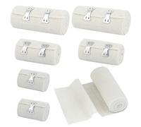 Lote de 6 rollos de vendaje elástico de fibra extensible, con pinzas metálicas incluidas, para brazos, muñecas, pecho, piernas, rodillas y pies (5 cm/7,5 cm/10 cm × 4,5 m × 6)