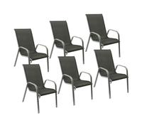 Lote de 6 sillas marbella en textileno gris - aluminio gris