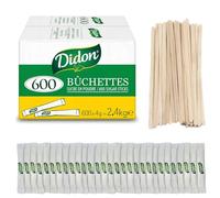 Lote de 600 sobres individuales de azúcar de 4g (2.4 kg) con removedores de madera - Perfecto para café, té y otras bebidas calientes - azucar blanco