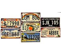 Lote de 7 Placas de Matrícula de Coche de EE. UU. Vintage retro Placas Americanas - DiiliHiiri Decoración para Bar - Cafetería - Cueva de Hombre - Garage o Taller -15x30cm-(2651-3-4-8-11-19-25-27)