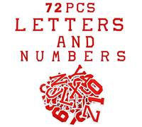 Lote de 72 parches termoadhesivos bordados letras de la A a la Z números de 0 a 9, parches de letras para planchar, para ropa, vestidos, sombreros, jeans, accesorios de bricolaje, rojo