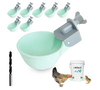 Lote de 8 vasos dispensadores de agua para pollo, sistema anti-derrame, puede contener un 50 % de agua adicional, adecuado para pollitos, patos, codornices, pavo