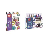 Lote de APLI Kids 18218 - Rotuladores Glitter , 10 Colores Purpurina + 18886 - Rotuladores Metalizados con punta de 4,2 mm ,8 Colores surtidos