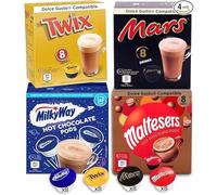 Cafféluxe Lote de cápsulas de chocolate caliente - 32 unidades compatibles con máquinas Dolce Gusto - Twix, Mars, Milky Way, Maltesers - 4 paquetes de 8 cápsulas