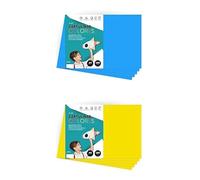 Lote de Cartulina A4 m-office: 50 Hojas Azul Medio + 100 Hojas Amarillo Fuerte, 180 g/m² - Hojas de Colores Intensos para Manualidades, Proyectos Creativos, Diseño Escolar e Impresión