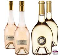 Lote de descubrimiento Miraval 4x75Cl- 2 Studio Miraval 2021 Rosé 75Cl 12.5% y 2 Côtes de Provence Blanco 2021 75Cl 13%